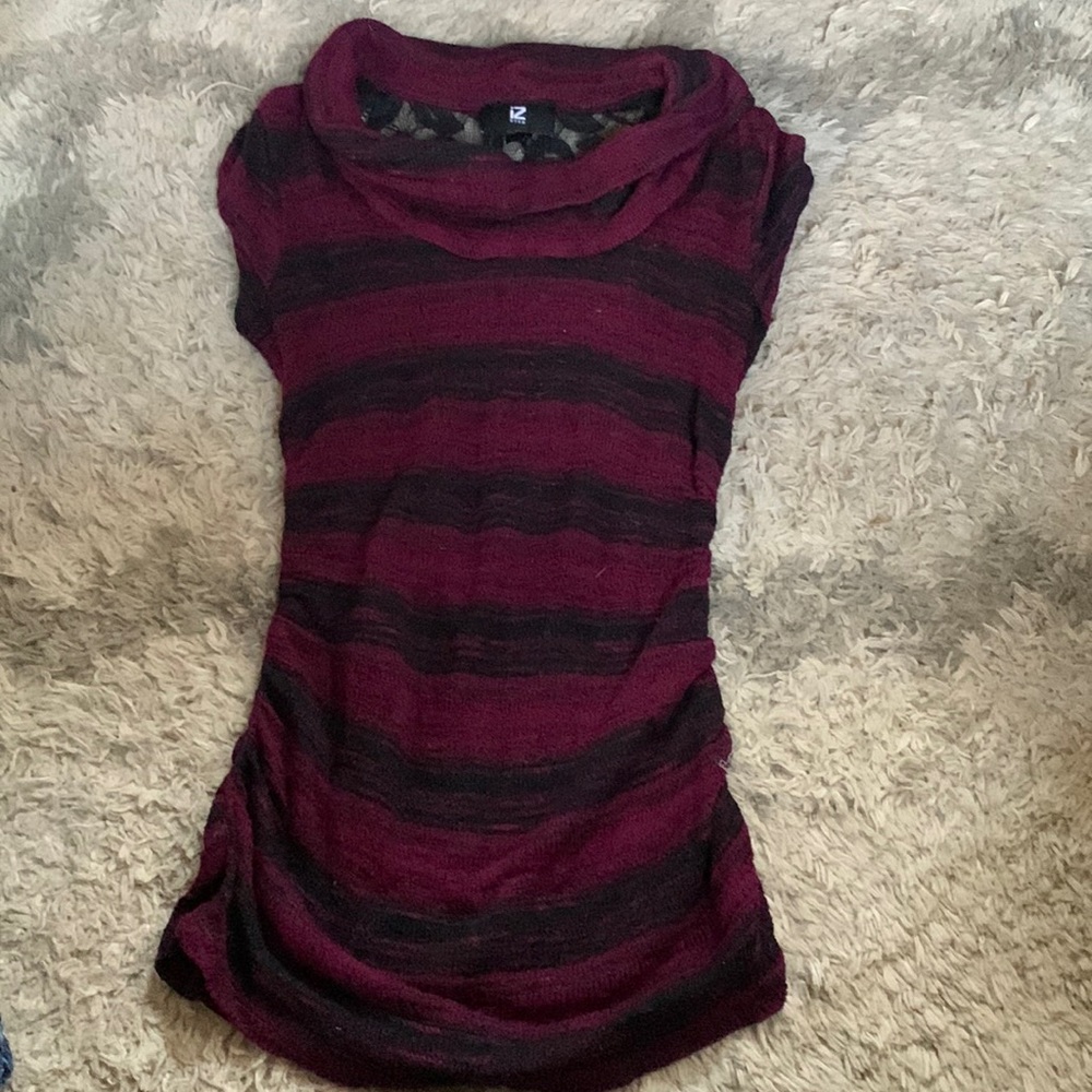 Shirt, purple and black stripes,